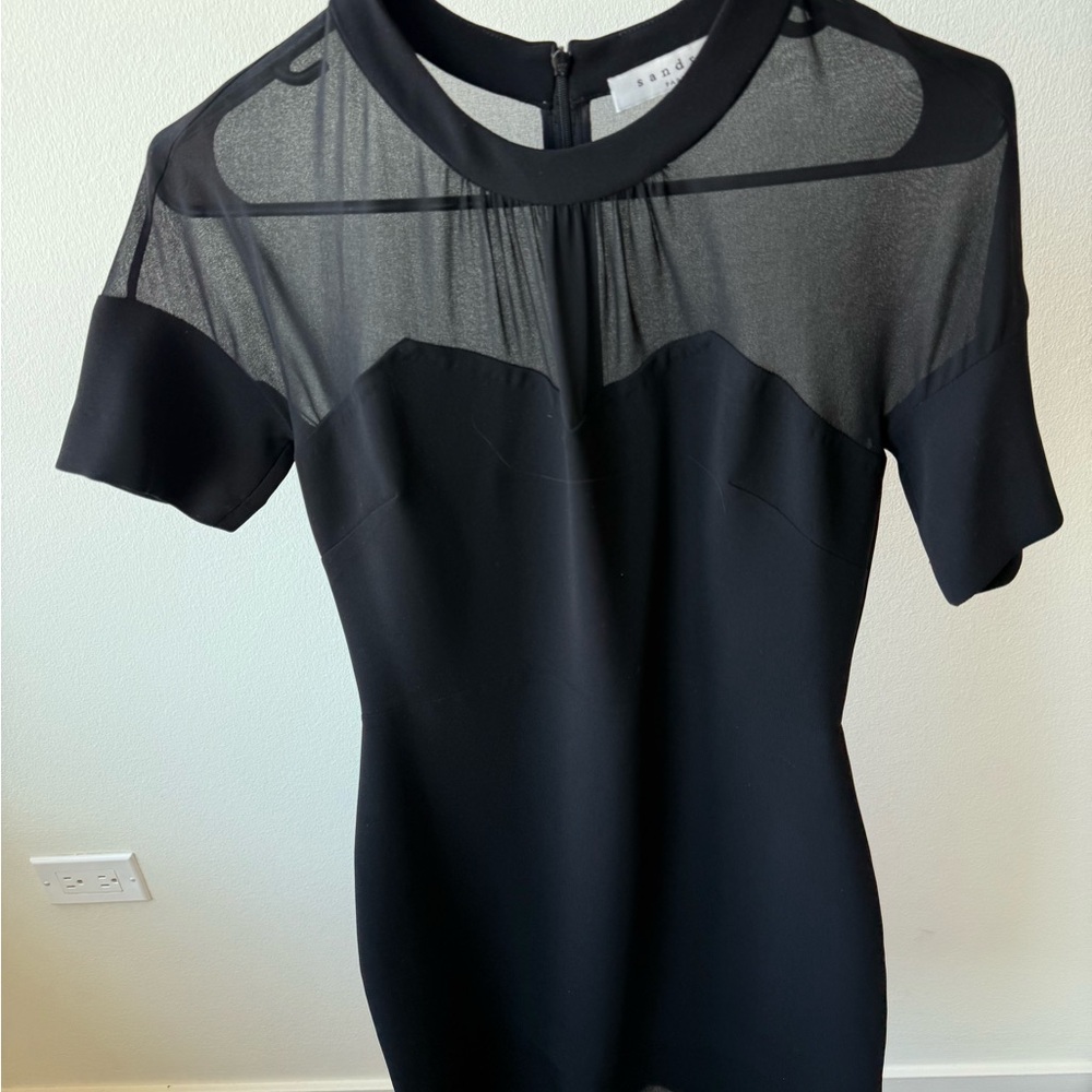 Sandro Black Short Sleeve Mesh Dress